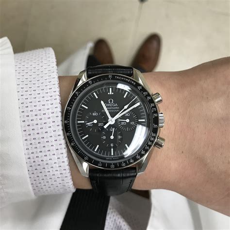 omega watch black leather|omega watch leather strap prices.